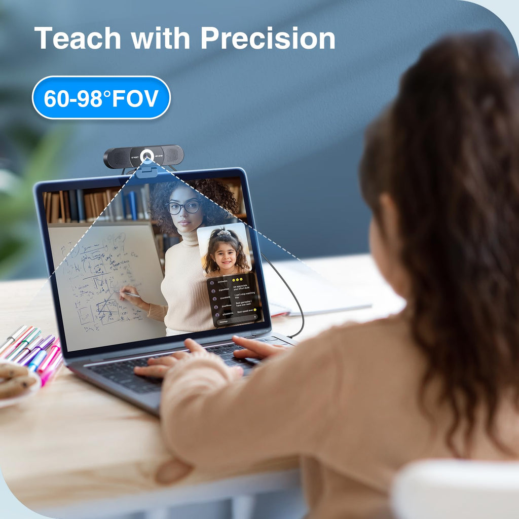 EMEET 1080P Webcam with Microphone, C960 Web Camera, 2 Mics, 90° FOV, USB Type-A & A-to-C Adapter, Plug&Play Computer Camera for Online Calling/Conferencing, Zoom/Teams/Facetime/YouTube, 2025 Version