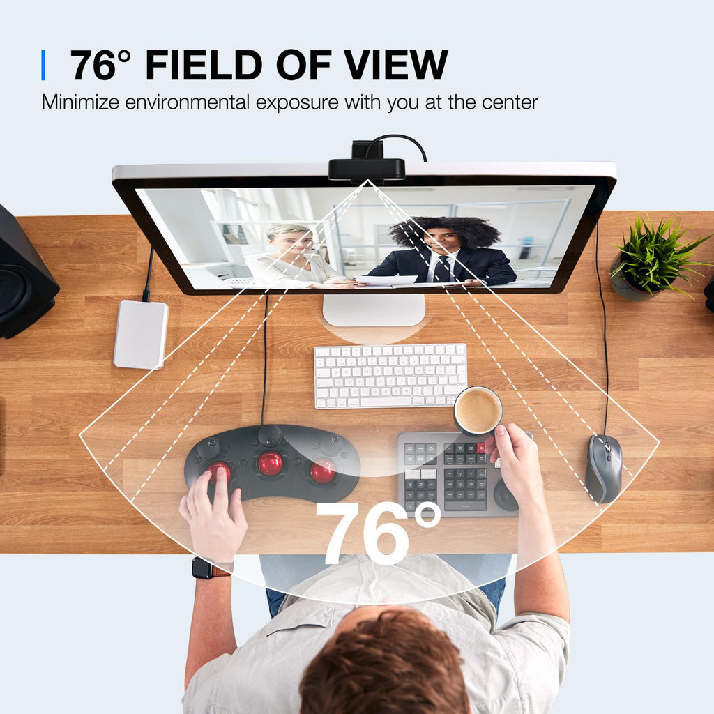 EMEET 1080P Webcam with Microphone, C960 Web Camera, 2 Mics, 90° FOV, USB Type-A & A-to-C Adapter, Plug&Play Computer Camera for Online Calling/Conferencing, Zoom/Teams/Facetime/YouTube, 2025 Version