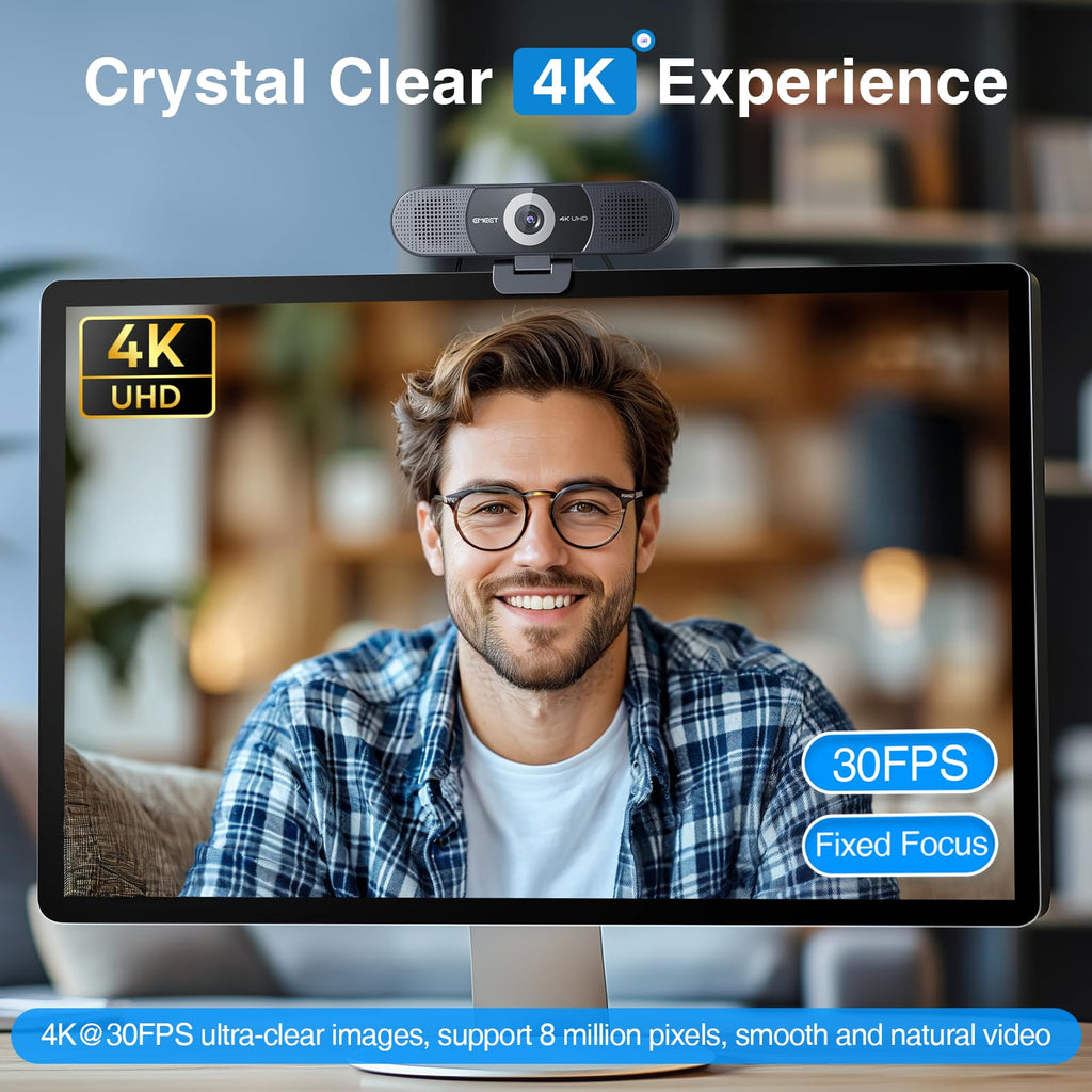 EMEET 1080P Webcam with Microphone, C960 Web Camera, 2 Mics, 90° FOV, USB Type-A & A-to-C Adapter, Plug&Play Computer Camera for Online Calling/Conferencing, Zoom/Teams/Facetime/YouTube, 2025 Version