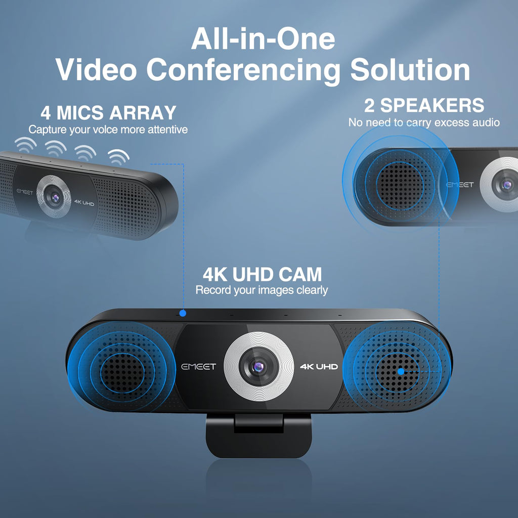EMEET 1080P Webcam with Microphone, C960 Web Camera, 2 Mics, 90° FOV, USB Type-A & A-to-C Adapter, Plug&Play Computer Camera for Online Calling/Conferencing, Zoom/Teams/Facetime/YouTube, 2025 Version